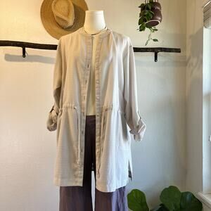 Exofficio 90s Granola Natural Cream Beige Gingham Plaid Tunic Shirt Size Large